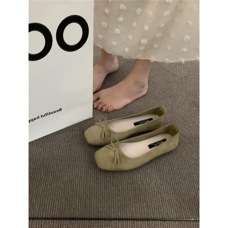 Evening bow flat bottom one pedal French single shoes soft sole grandma shoes gentle women's shoes autumn and summer light mouth shoes ladyshoes