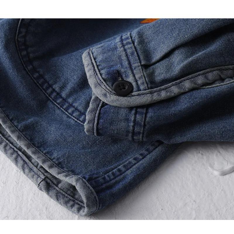 Japan Retro Heavy Washing Workwear Clothes Cotton Denim Jacket Men's Trendy Cardigan Top Taoist Robe Men's Jacket