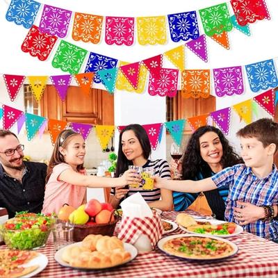 1 ADET Meksika Bayrağı Keçe Çiçek Üçgen Kare Afiş Dokumasız Renkli Dekorasyon Parti Malzemeleri Flamalar Tek Kullanımlık Değil