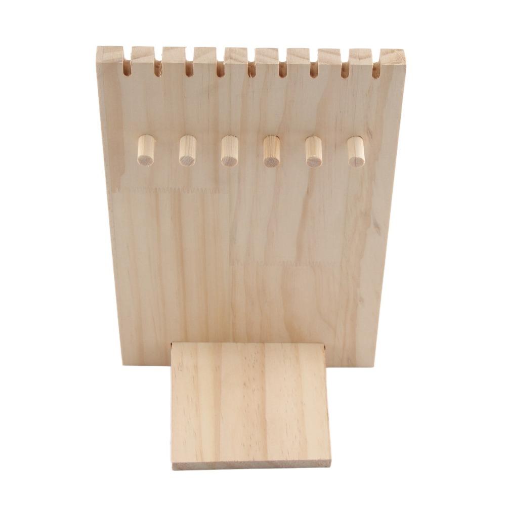 9-slot Jewelry Display Stand Wooden Earring Organizer Jewelry Storage Necklace Holder  Desktop