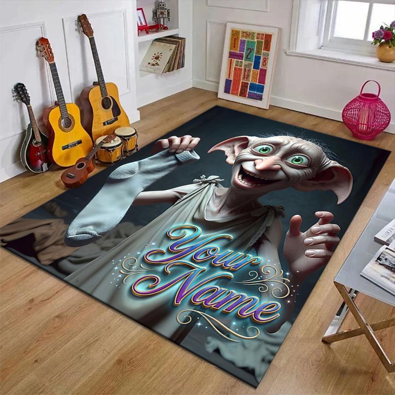 Hogwarts Design Area Rug Personalized Name- Non-Slip, Soft & Cozy Floor Mat for Living Room, Office - Indoor/Outdoor Carpet