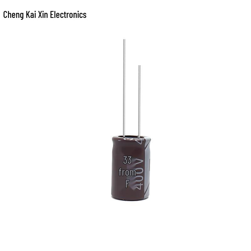 High-Frequency 400V 33UF Aluminum Electrolytic Capacitor, Brown, Surge Resistant, PET Material, 13x21mm.