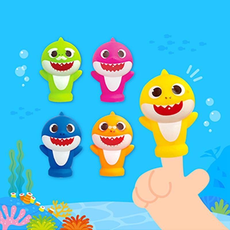 Cute Shark Finger Family Toy For Kids Plastic Material, Bag Packaging