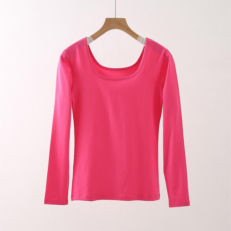 Women's Pure Cotton Long-Sleeve Top: Thin Autumn/Winter Base Layer, Warm Lycra Cotton Sweater