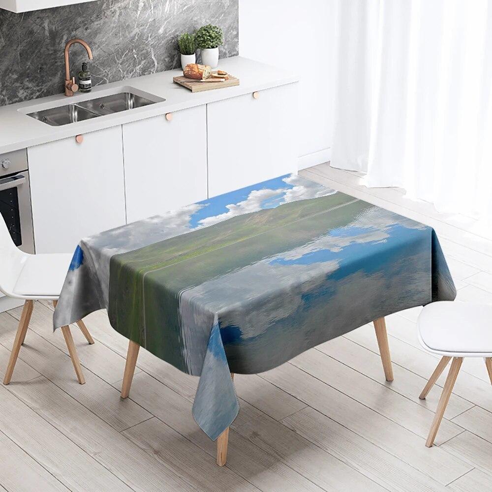 Natural World Scenery Tablecloth Landscape  Anti-Stain Waterproof Rectangular  Kitchen Table Home Decor