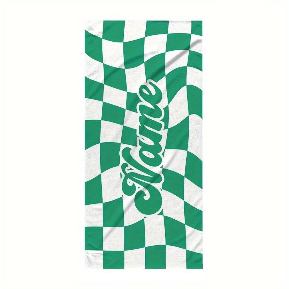 Personalized Grid Beach Towel Customize Name/Logo Oversized Microfiber Towel Summer Party Gift For Beach Swimming Bath Sports