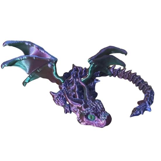 3D Printed Winged Dragon Articulated Dragon Fidget Toy with Horns Dragon Model with Flexible