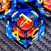 Runes DND Resin Dice Gazes Eye Dice Golden Blue Liquid Core Flaming RPG Sharp Edged Dice Set with Gift Box Polyhedral Compatible
