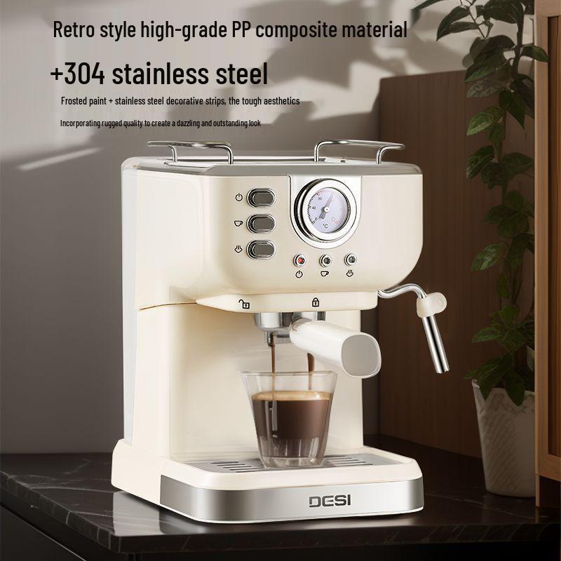 Halbautomatische Espressomaschine im Retro-Stil mit Ein-Knopf-Milchaufschäumung