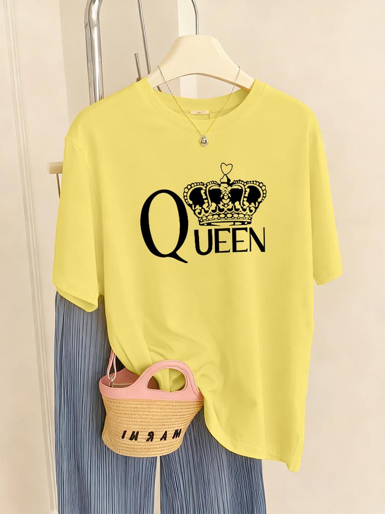 Queen Crown Graphic Printed TShirts Womens Basics ONeck T Shirts Comfortable Loose Short Sleeve Tops Summer Soft Woman Clothes