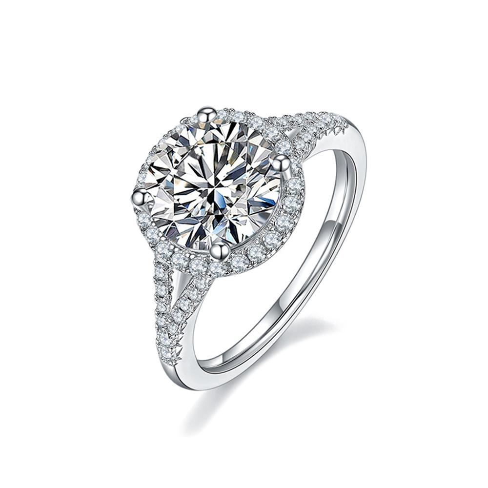 Vinregem Classic 100% 925 Sterling Silver VVS1 1.5-3CT Round Cut D Color Real Moissanite Diamond Engagement Fine Jewelry Ring Anniversary Gift