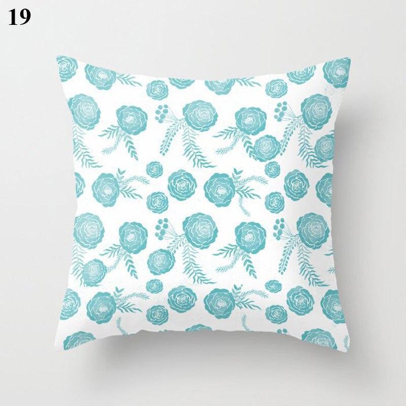 Light Blue Green Mint Color Cushion Cover Geometric Pattern Smooth Pillowcase American Cozy Soft Home Decoration