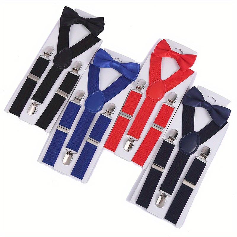 Casual Suspenders with Bow Tie To Prevent Falling Off, Stylish Performance Suspenders, Three Clips, Elastic Suspenders for Trousers.