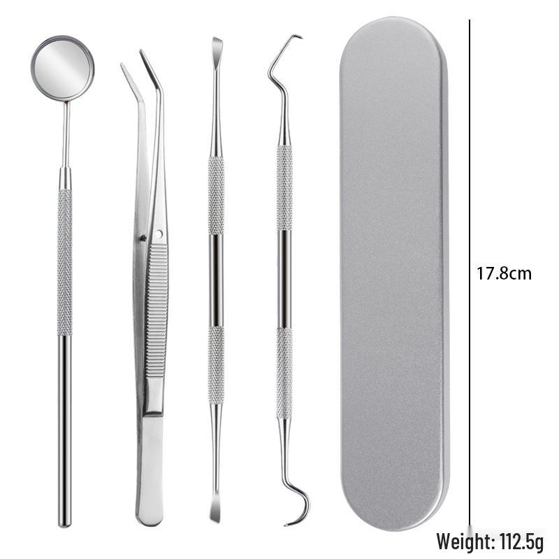 Stainless Steel Dental Tool Set: U-Shaped Tongue Scraper, Oral Mirror, and Tartar Remover