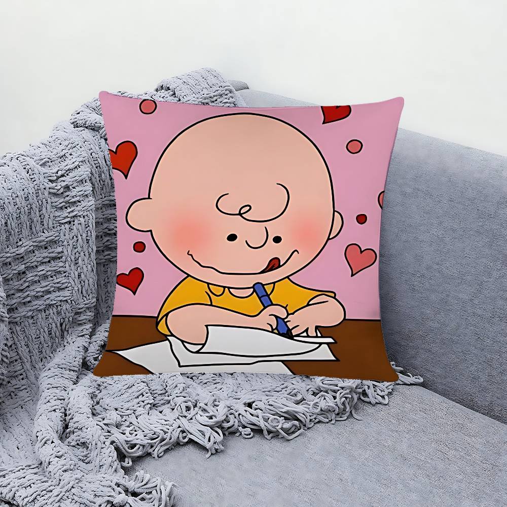 Cute C-charlie B-brown-S Pillow Case Cushion Cover Soft Cute Throw Pillow Case For Car Sofa Pillowcase Polyester With Zipper
