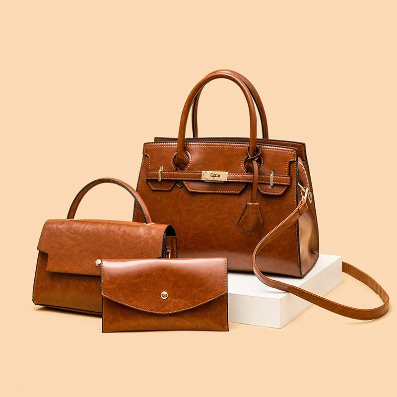 Mother and Child Bag New Retro Crocodile Pattern Three-piece Set Mother and Child Bag Large Capacity Shoulder Messenger Bag