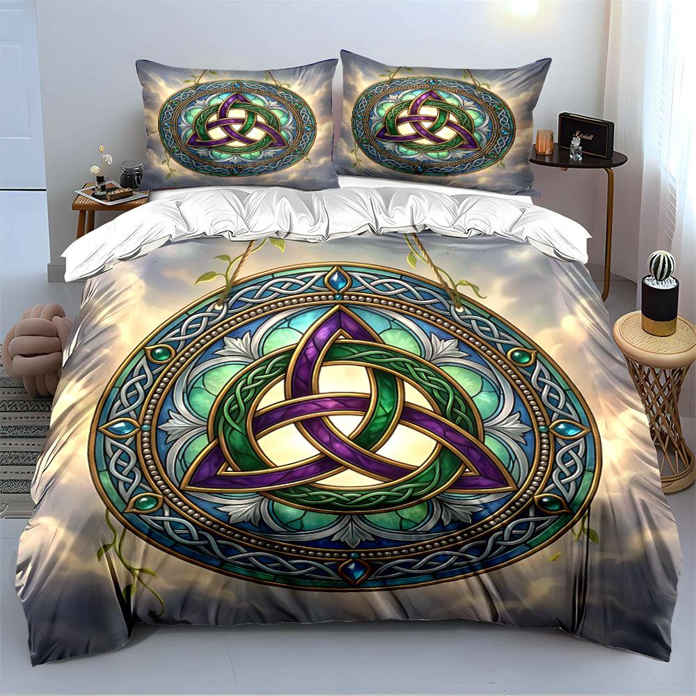 Keltisches Knoten-Mandala-Design Bettwäsche Bettbezug-Set Bettbezug Kissenbezüge (1*Bettbezug 2*Kissenbezüge, ohne Bettdecke)