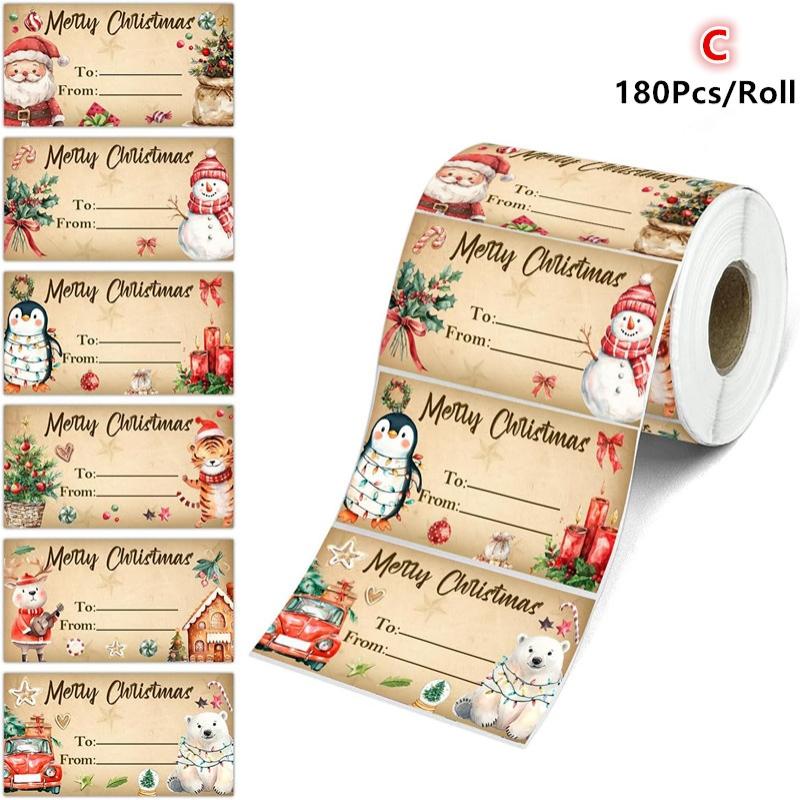 

210pcs/Roll Christmas Decorations Stickers Xmas Party Seal Labels Stickers For DIY Gifts Baking Package Candy Bag Envelope Decor