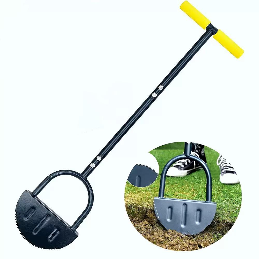 Manual Half Moon Lawn Edger With Handle, Serrated Edge Grass Trimmer Shovel For Garden Yard