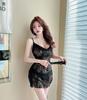 Sexy low-cut V-neck lace splicing suspender night main store women's clothing pure desire Spice girl waist slim-fit hip-wrapped dress