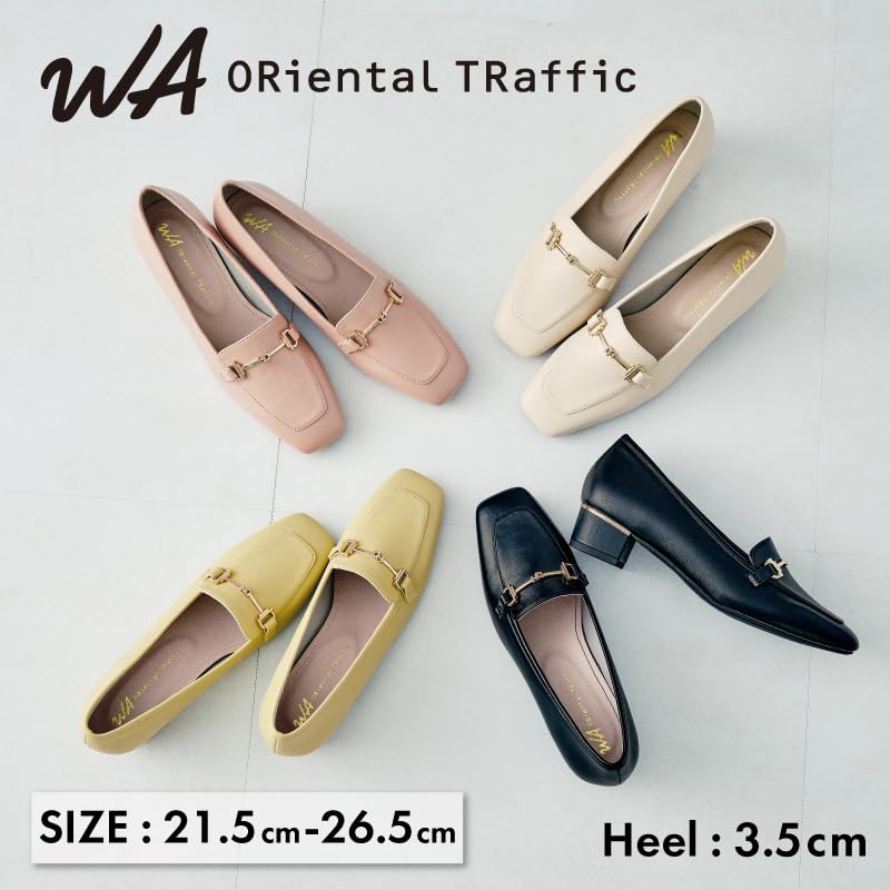 Women's Loafers and Pumps with a Bit Motif, Metallic Lines, Chunky Heel, and Comfortable Fit (52301)