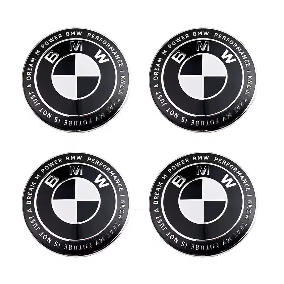 For BMW E84Car Black White BMW Logo Front Hood Emblem 82mm Rear Badge 74mm Wheel Hub Cap 56mm 68mm steering wheel sticker 45mm Accessories