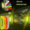 4PCS Car Door Reflective Sticker - Safety Opening Warning Tape Auto Interior Exterior Reflector Accessories
