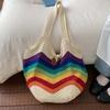Sweet Knitted Tote Bag Large Capacity Breathable Crochet Shoulder Bag Lightweight Polyester Seaside Vacation Handbag Daily