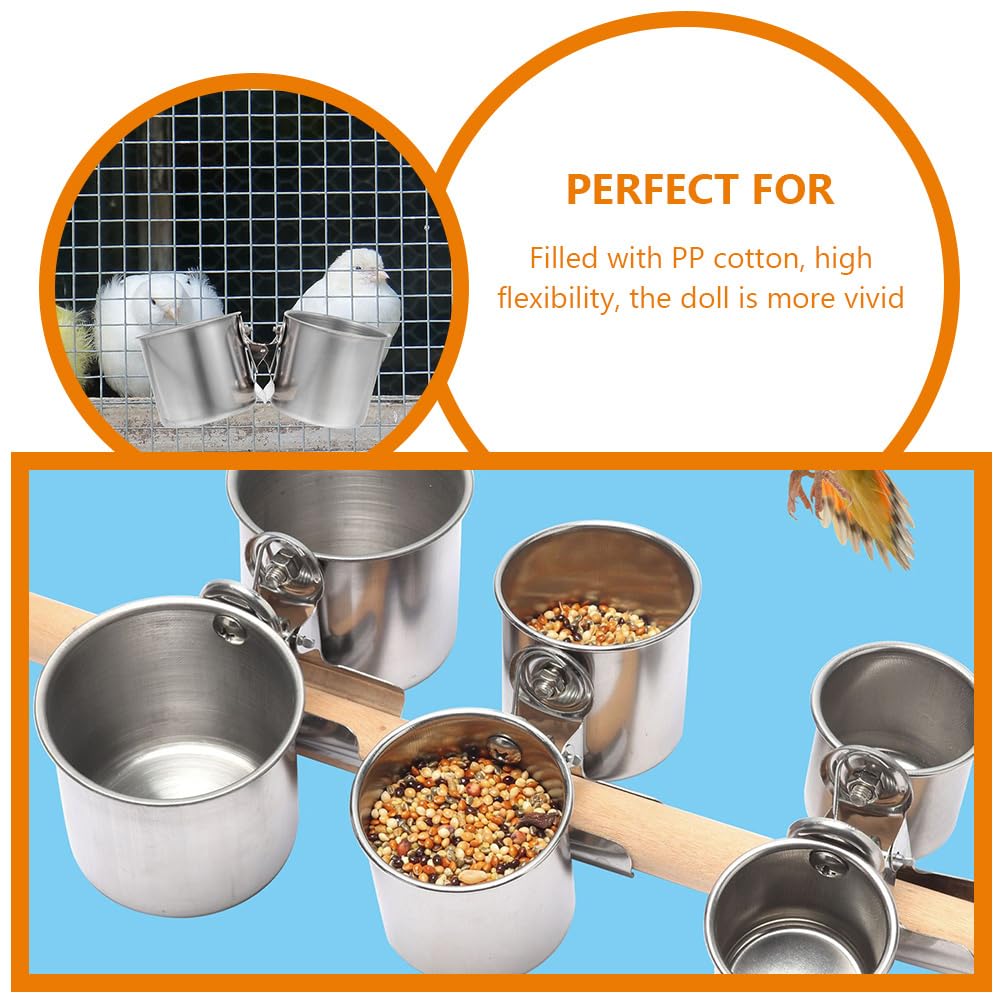 Milisten 2 Pieces Parrot Bowl Cage Bird Feeder Hanging Bowl Fixed Hamster Bowl Stainless Steel Small Animal Bowl Small Bird Tableware Rust Proof