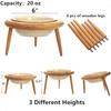 Ceramic Cat Bowl Adjustable Tilted Elevated Raised Pet Dish No Spill Pet Food Water Feeder Slanted Dog Bowl with Wood Stand for