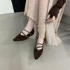 2025 autumn new pointed chain texture inner height increase single shoes women's evening breeze bow Mary Jane shoes