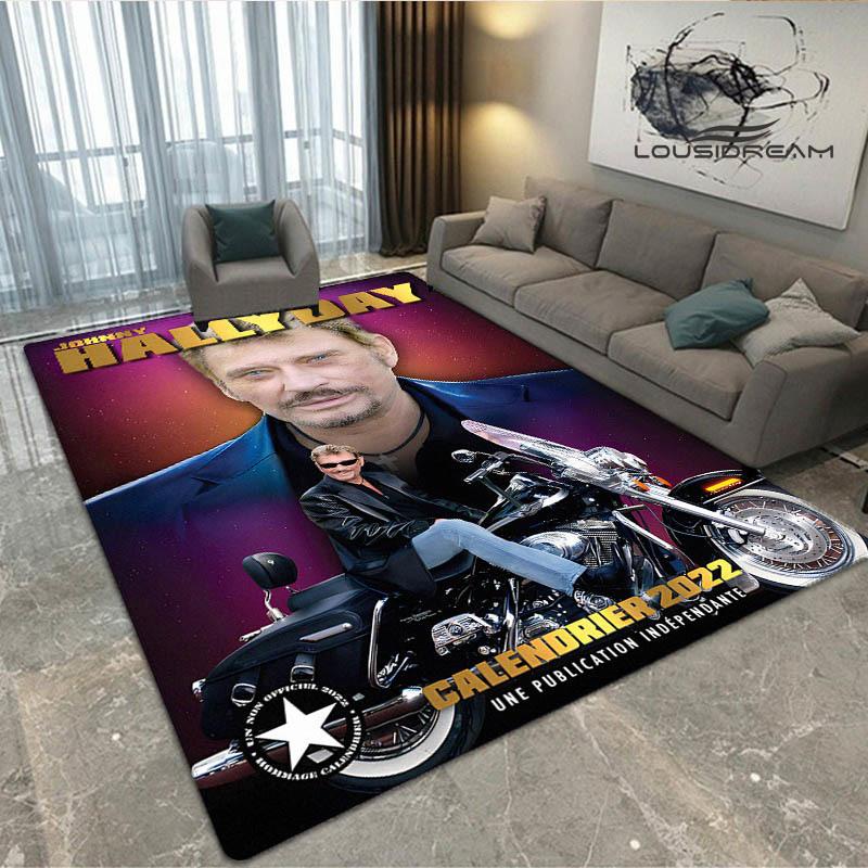 Johnny Hallyday bedruckter Teppich Rutschfester Teppich Außen Teppiche Läufer Heimdekoration Yogamatte Teppich für Schlafzimmer Geburtstagsgeschenk
