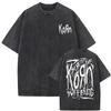 Washed Vintage Rock Band Korn Freak on A Leash Double Sided Print T Shirt Men Gothic Casual Oversized Tees Unisex Summer Tshirt