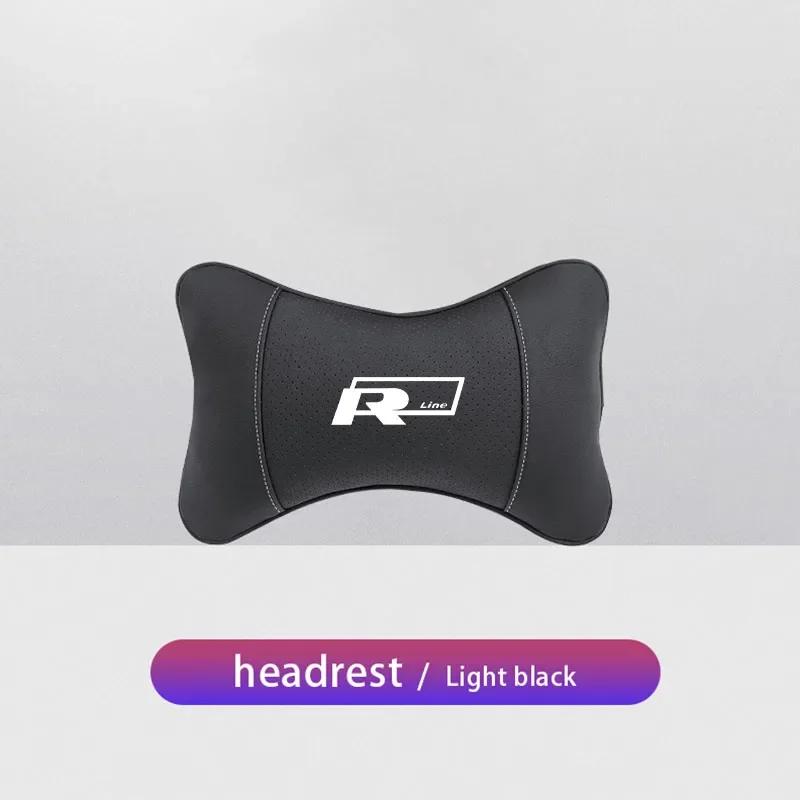 1Pcs Car Seat Headrest Auto Logo Neck Head Pillow Tools For VW R Line GTI Atlas Jetta Touareg Variant Golf Polo Taos PassatAL6