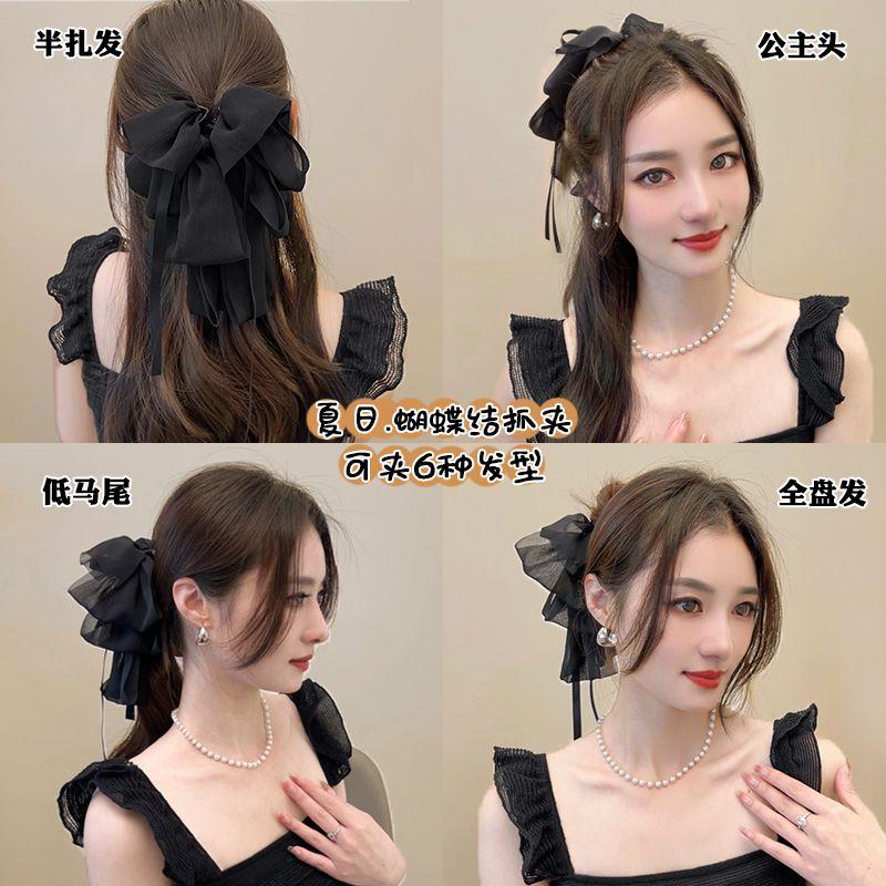 Bow hair clip, women's mesh, shark hair clip, headband clip