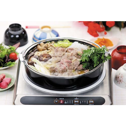 Shimomura Kihan Iron Sukiyaki Pot, 26cm, Made In Japan, Induction and Direct Heat Compatible, Heat Retention, Handle, Evenly Cooks Yakiniku, Serves 3-