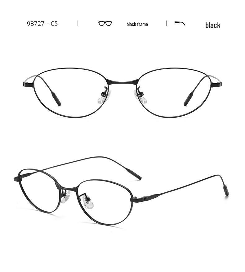 Pure Titanium Cat-Eye Eyeglass Frame 55 - Super Light, No-Makeup Style, Little Fox Design