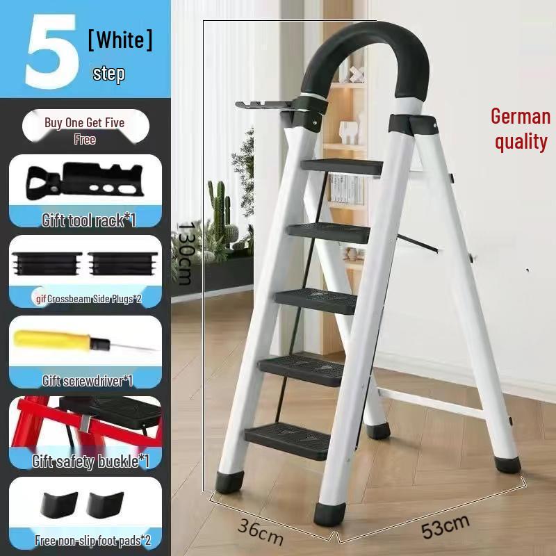 Multi-Functional Carbon Steel Folding A-Frame Telescopic Step Ladder for Indoor Use