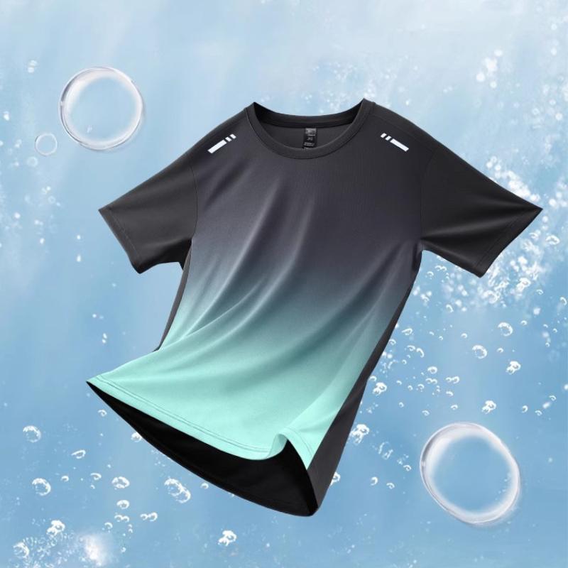 Letní pánské sportovní tričko ledový hedvábí rychleschnoucí tenká sekce