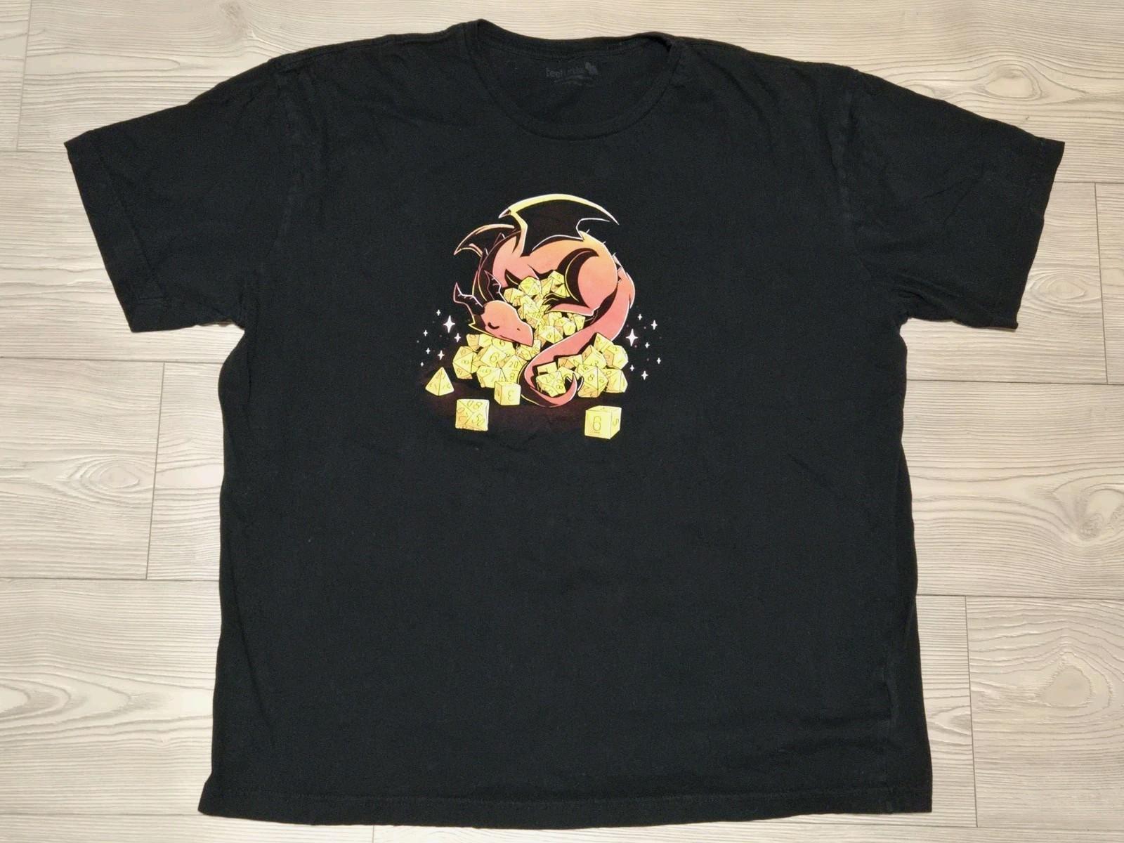 Teeturtle Shirt Dice Hoarder Dragon Mens Large Black D&D Dungeons Dragons Game T Unisex T-Shirt XL