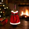 Christmas Table Setting Wine Bottle Cover, Velvet Santa Suit Sleeve, Plush Novelty Holder Cover for Xmas, New Year, Holiday Dinner Decor Xmas