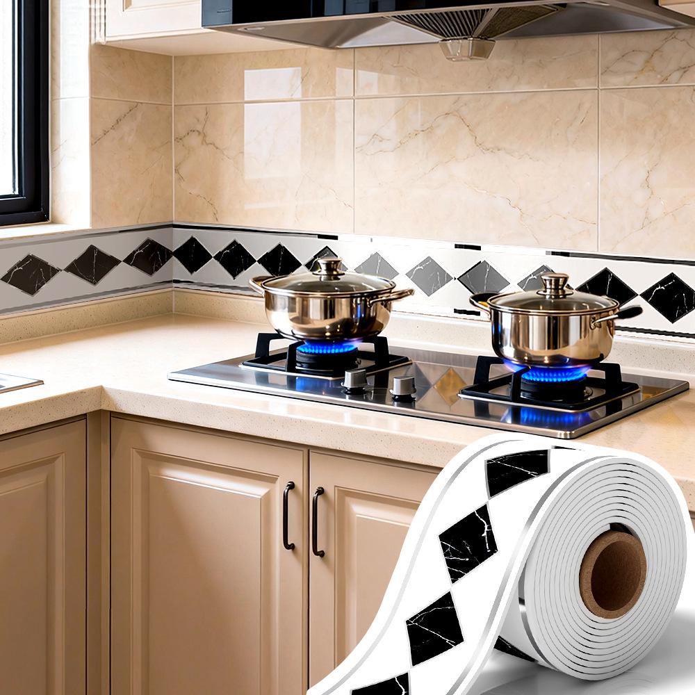 Thickened Waterproof PVC Self-Adhesive Tile-Look Baseboard Sticker