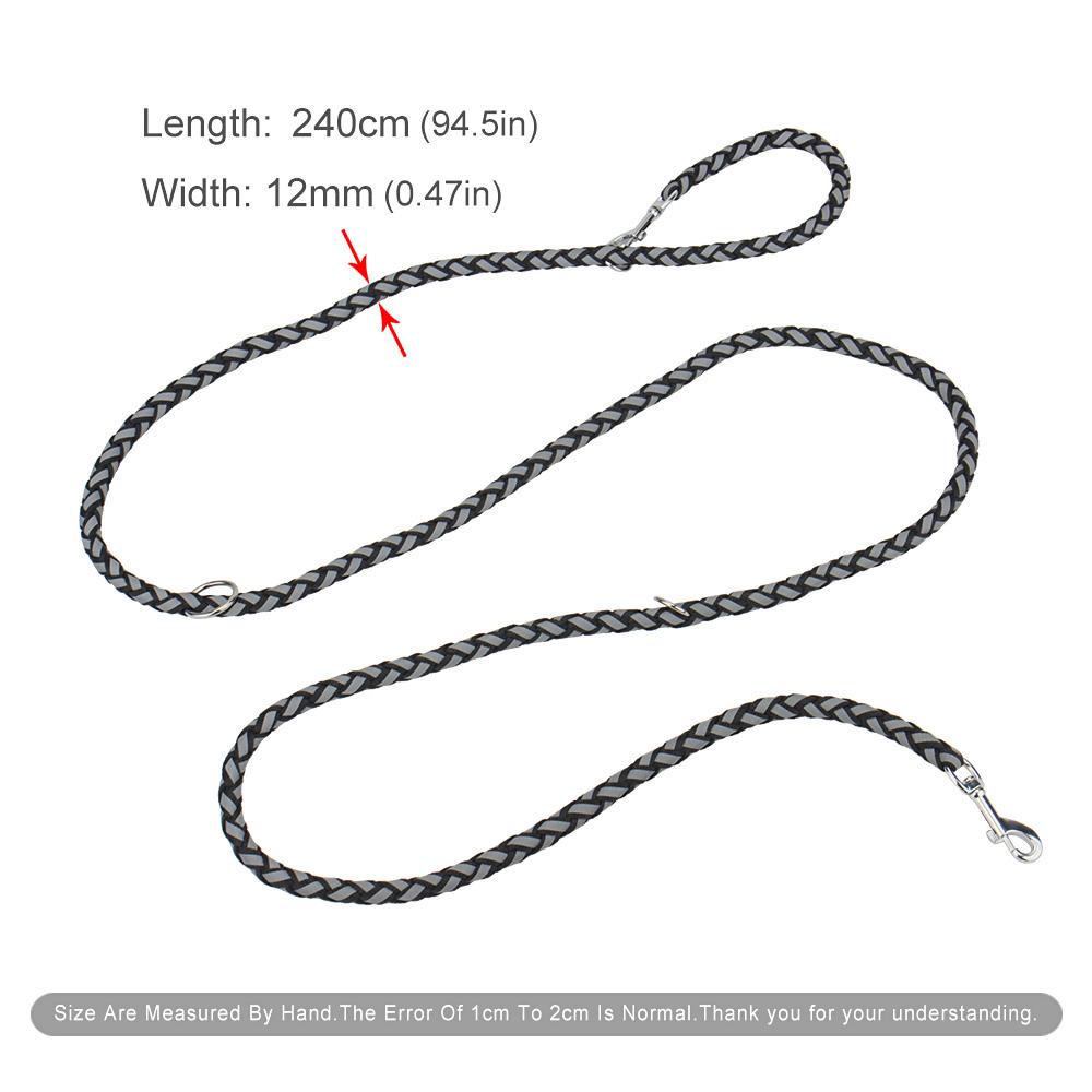 Reflective Double Buckle Pet Leash Double-ended Long Rope Dog Leashes Outdoor Training Walk