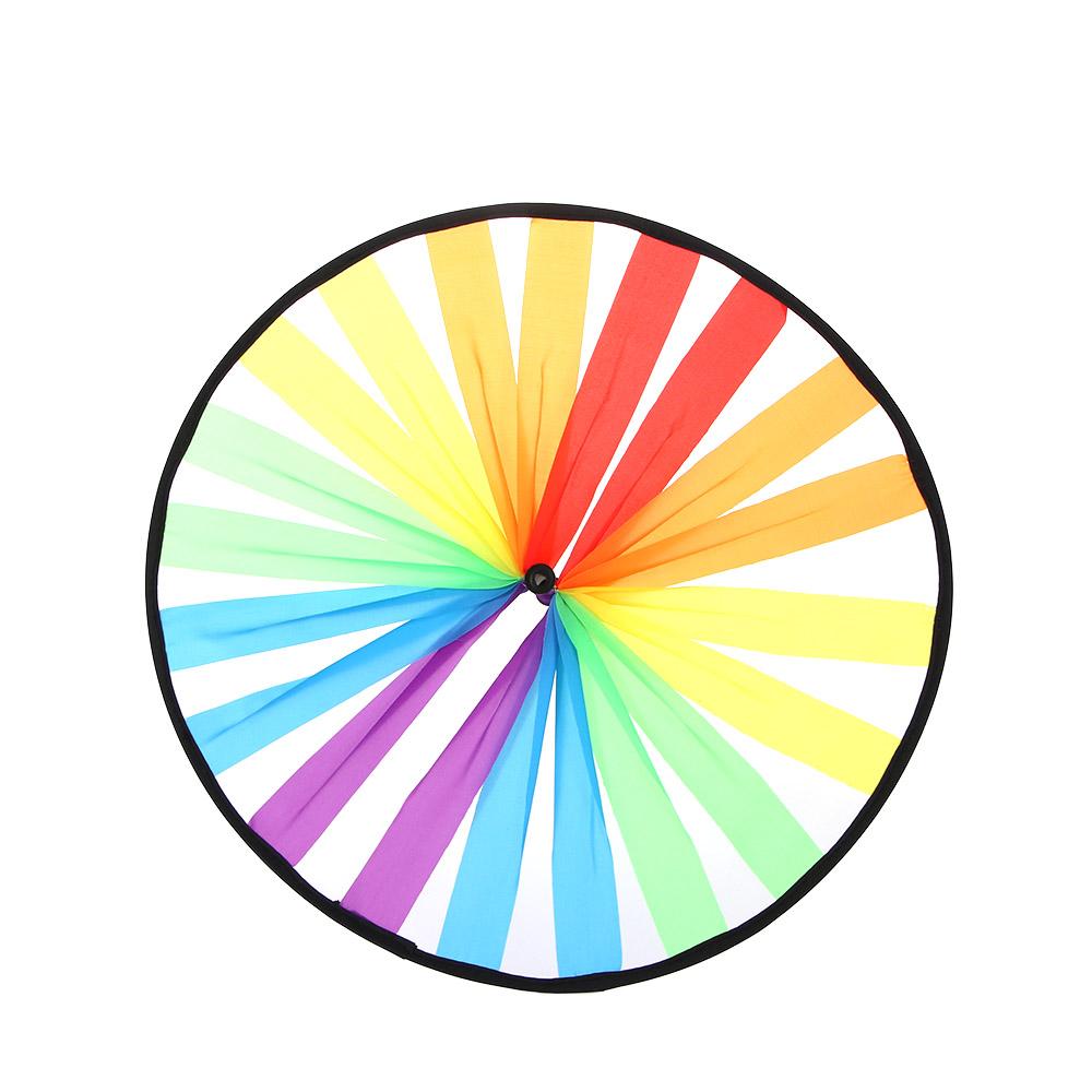 Flower Triple Wheel Colorful Rainbow Pinwheel Wind Spinners Windmill Toys Garden Windmill