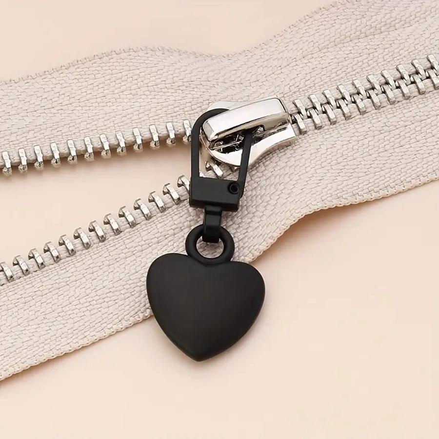 5 pçs costura zíperes extrator cabeça forma do coração destacável metal zíper slider kits de reparo para sacos mochila casaco zíper puxar guia