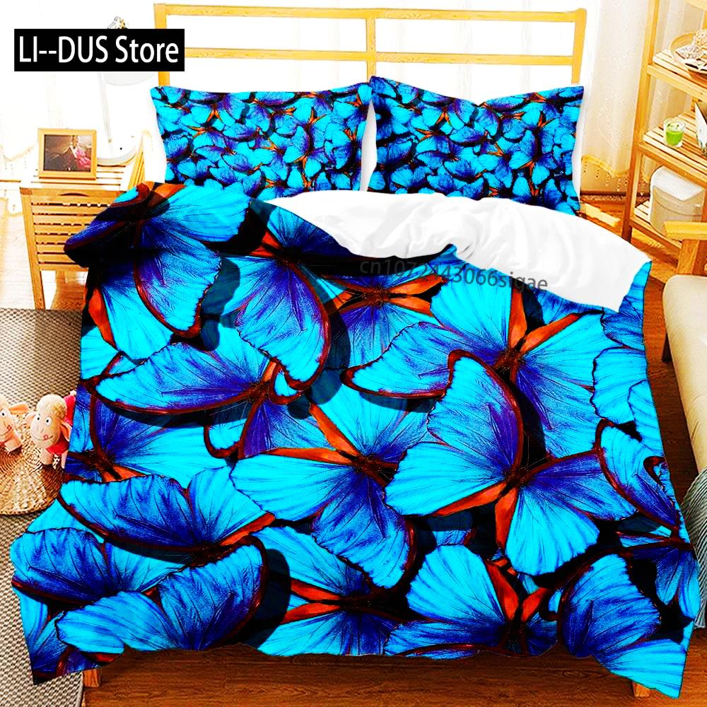 

Comforter Butterfly Bedding Set For Boys Watercolor Butterfly Fantasy Floral Animal Polyester King Queen Comforter (quilt)-EU Single(135*200cm)3pcs