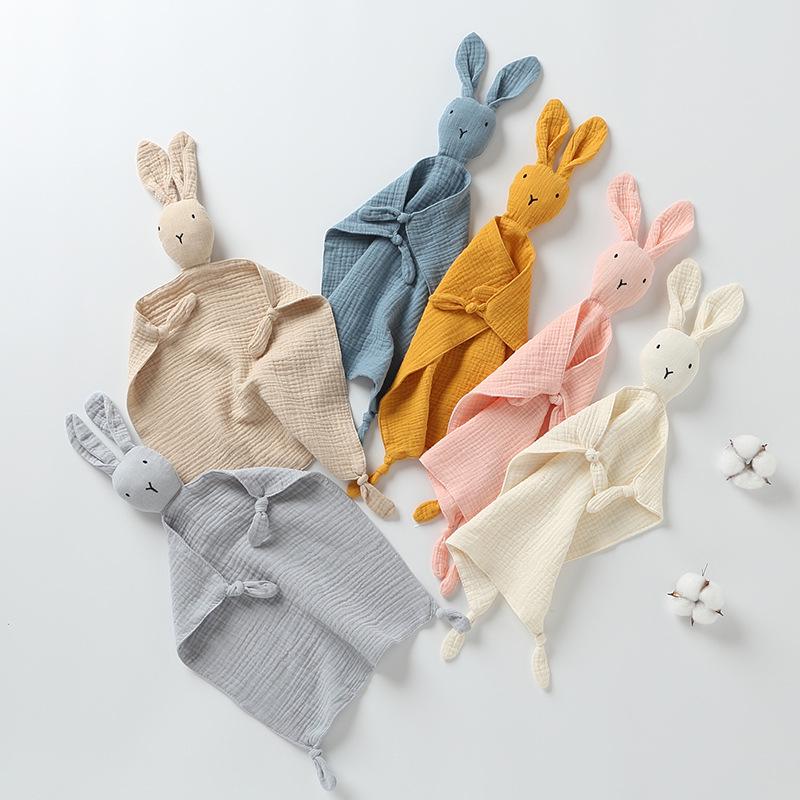 Pure Cotton Baby Comfort Toy: Rabbit Sleep Companion Crinkle Handkerchief