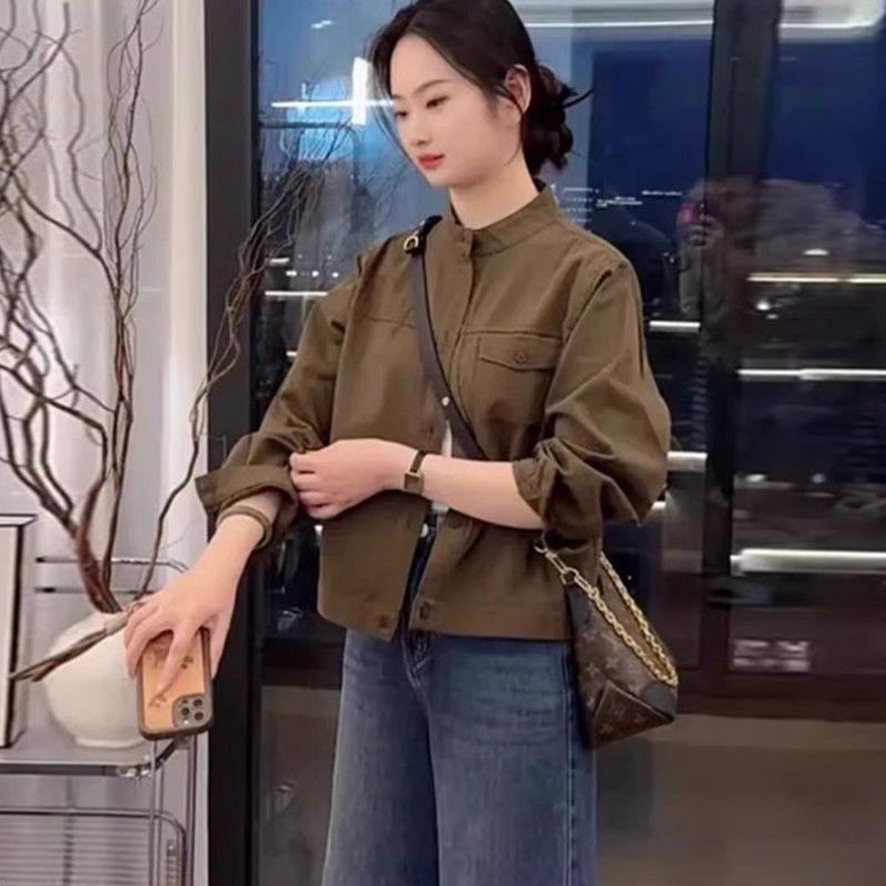 Women's Casual Versatile Stand Collar Jacket - Korean Style Spring/Autumn Loose Baseball Uniform Top