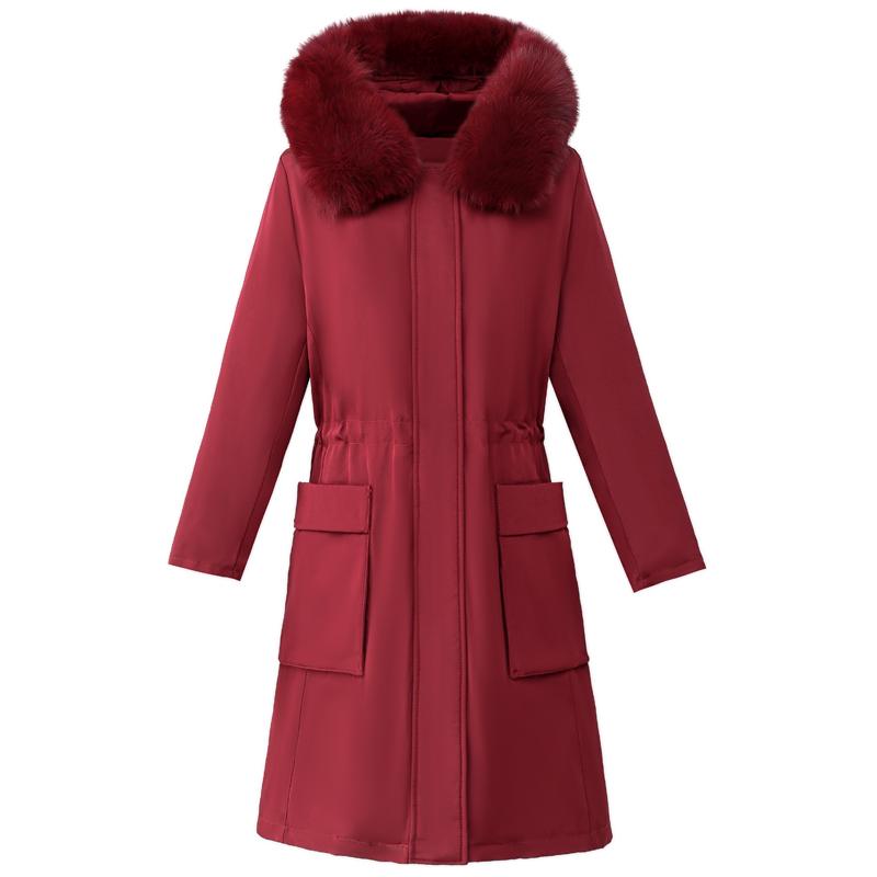 Real Fur Collar Middle Age Women's Puffer Jackets Winter Vintage Parkas Hooded Liner Detachable Plus Size Thick Warm Long Down Coats Woman Outerwears