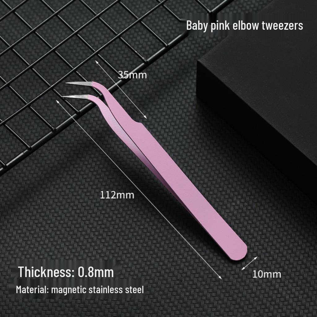 Black Anti-Static Stainless Steel Curved Tip Tweezers Set for Nail Art, Journaling, and Repairs